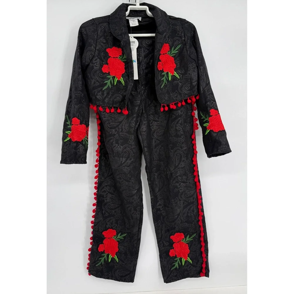 HalloweenCostumes.com Kids Mariachi Day of the Dead Costume Black Red Sz L NEW